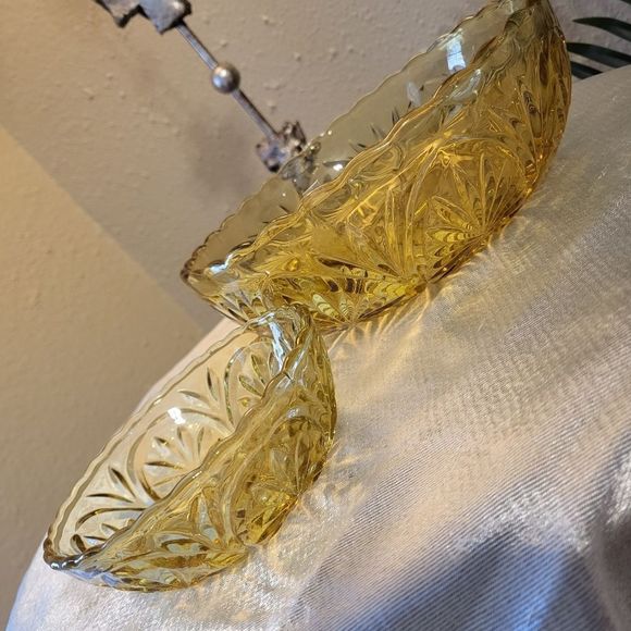 Yellow Glass chips and dip bowl set - Picture 2 of 3